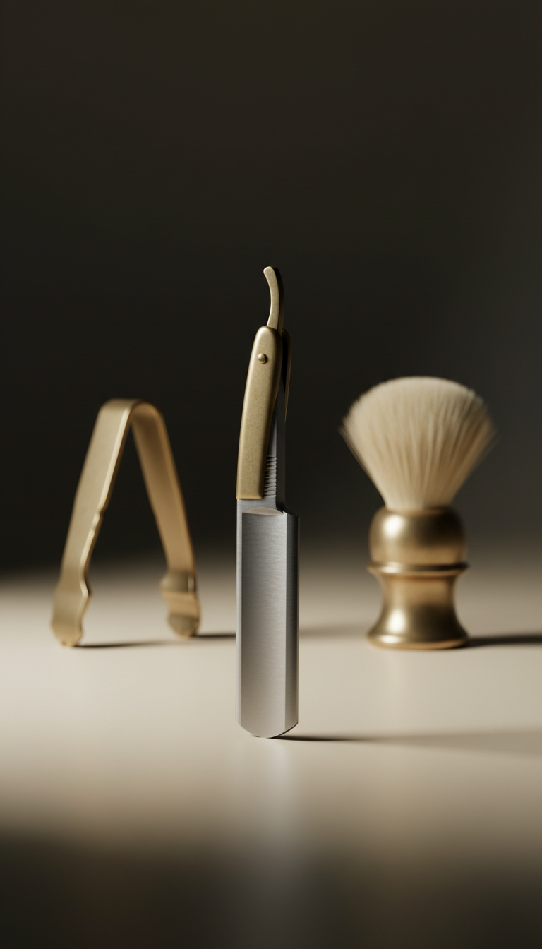 Straight Razor with Brass Detailing